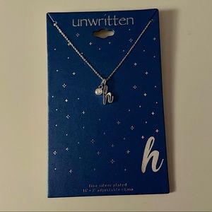 Fine silver plated cursive “h” necklace